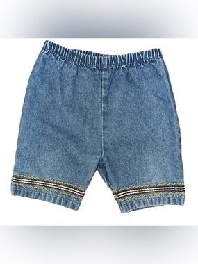 VTG Y2K Healthtex Girls Embroidered Hem Denim Shorts Sz 12M Plaid Hearts Cotton